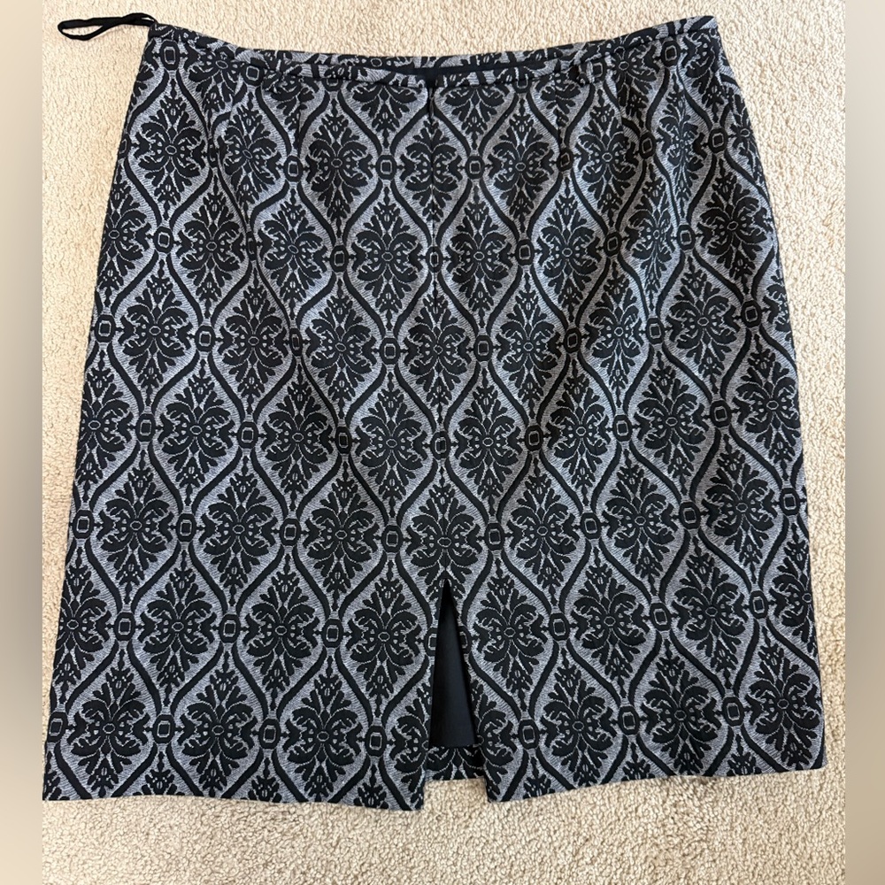 Classic Black and Gray Damask Pencil Skirt